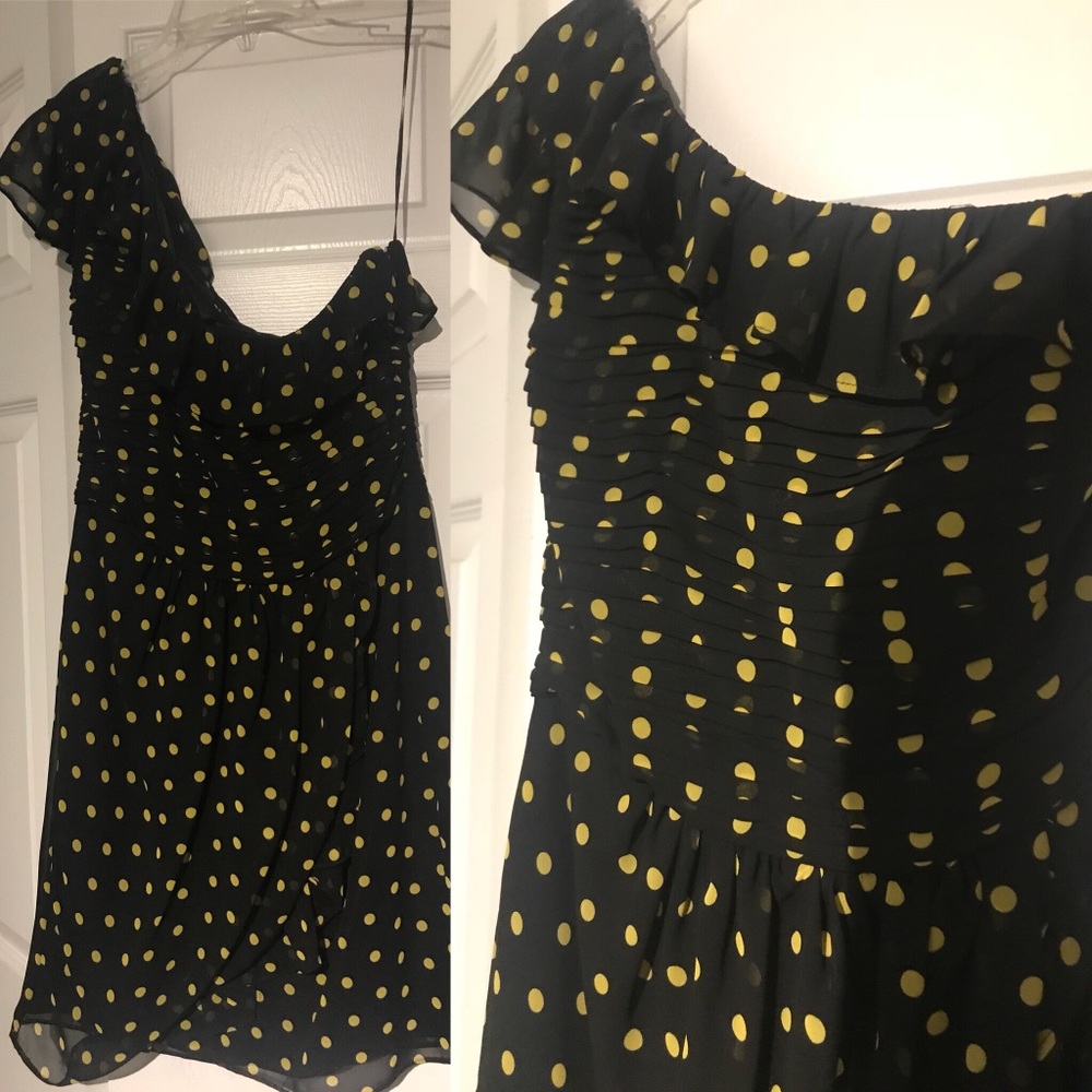 Black and yellow polka dot dress